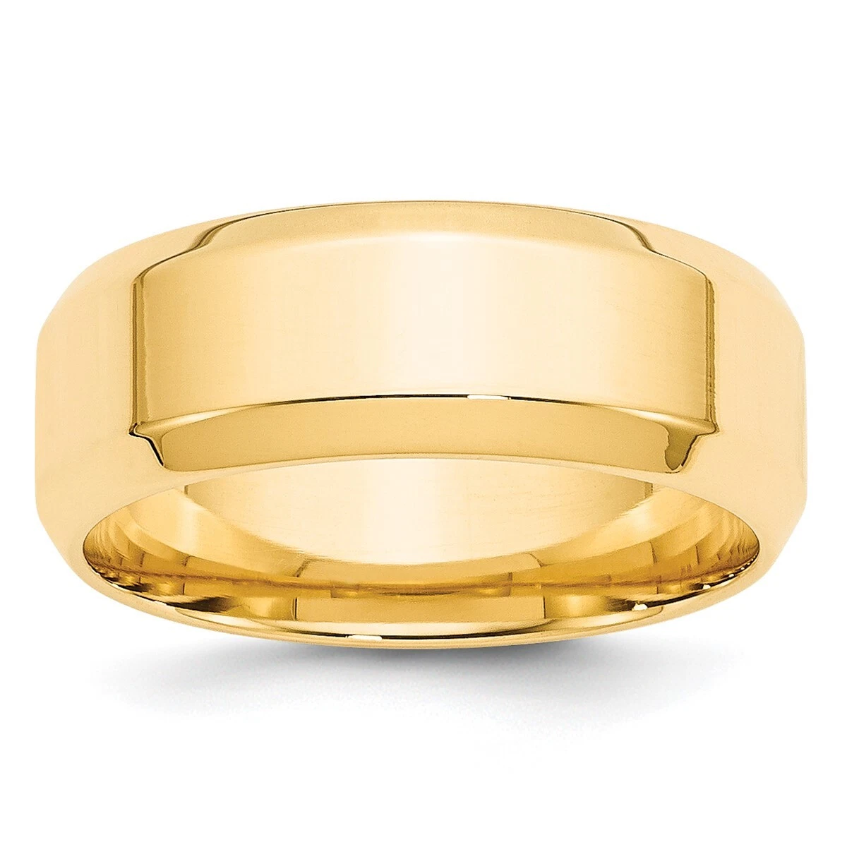 10K Yellow Gold 8mm Bevel Edge Comfort Fit Band Ring | eBay