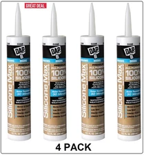 Dap Silicone Max Premium All Purpose 100% Silicone Sealant, Clear, (4 PACK)