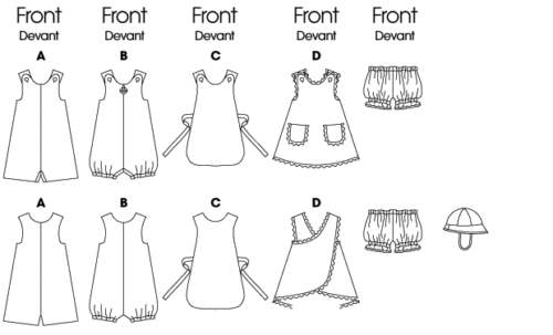 Butterick Easy CUCIRE PATTERN B5625 Pagliaccetto, maglione, mutandine e cappello per bambini - Foto 9 di 10
