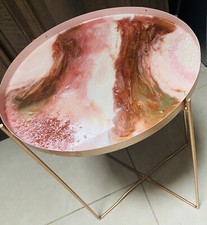Epoxy Resin Geode Copper Tray Table