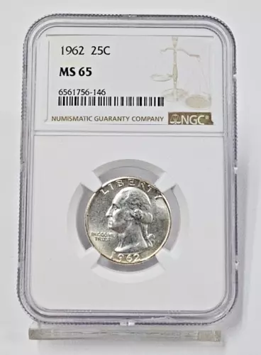 1962- Philadelphia Washington Quarter NGC Uncirculated MS65