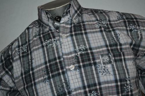 25060-a Mens Wrangler Western Button Up Shirt Size Medium Blue Floral Plaid - Picture 6 of 8