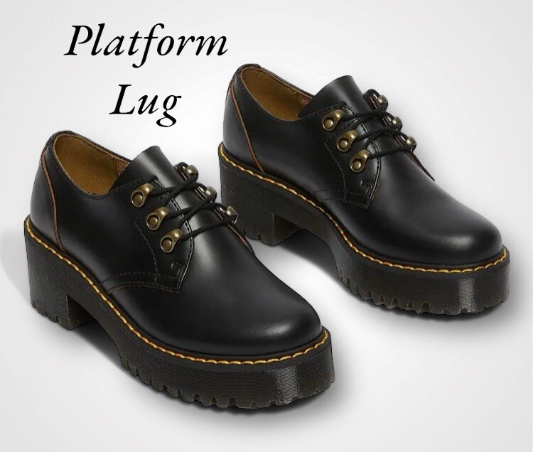 Dr.Martens LEONA LO レースアップ レザー ブラック UK3 DR MARTENS Leona Lo Vintage Smooth Leather Lug Sole Platform