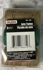 Tool Bench Hardware Natural Jute Twine 3-Roll Pack 118ft  2 Tan & 1 Green