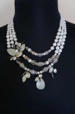 NEW Erickson Beamon Rocks Blondie White Cluster 3 Tier Necklace RARE HARD2FIND