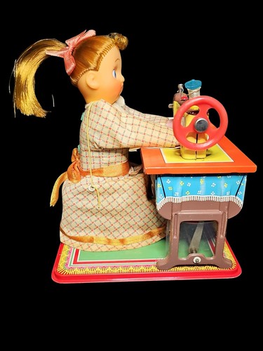 Vintage 1950s Dolly Seamstress Sewing Dressmaker Battery Operated Tin Toy Japan - Picture 6 of 23