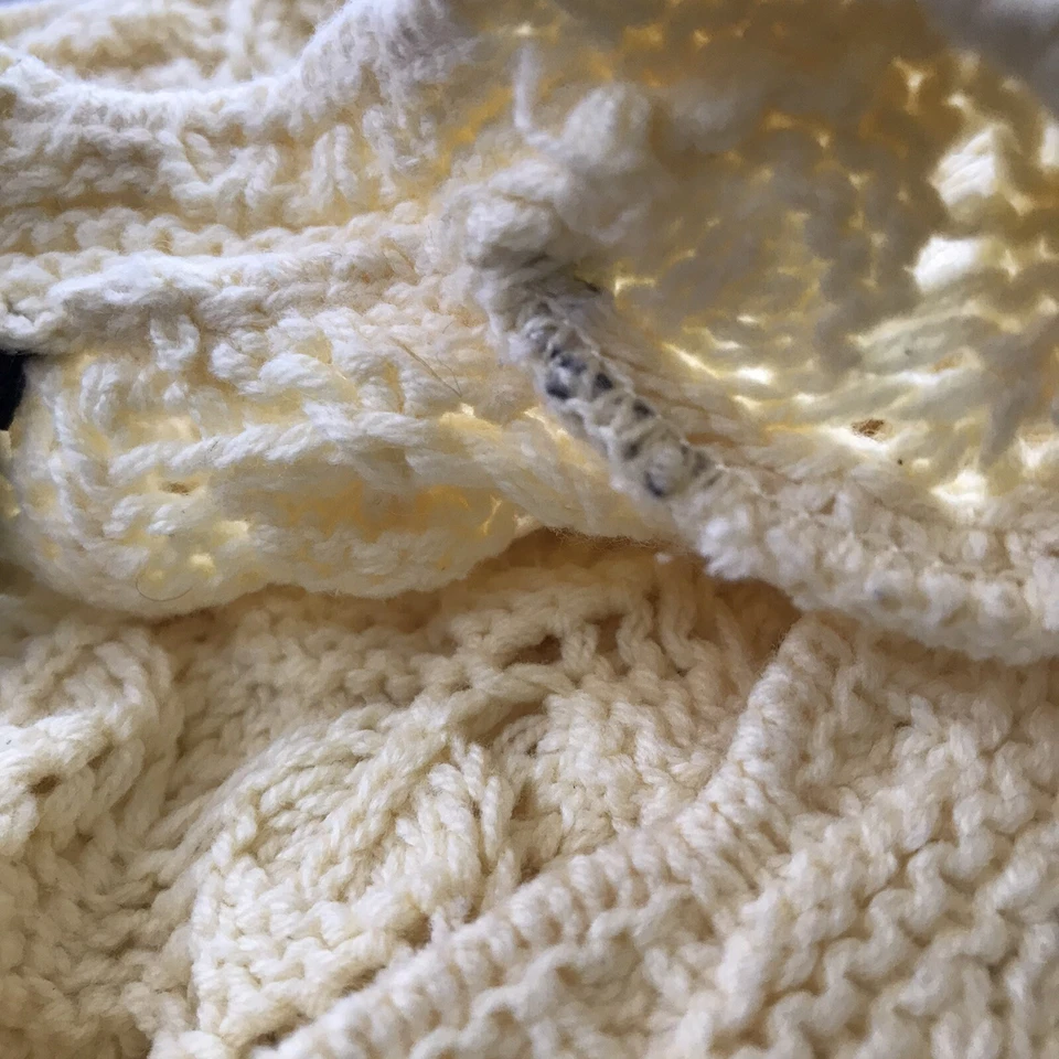 Suéter Preswick Moore pequeno feminino cardigã malha crochê amarelo casa de campo da vovó - Imagem 4 de 4