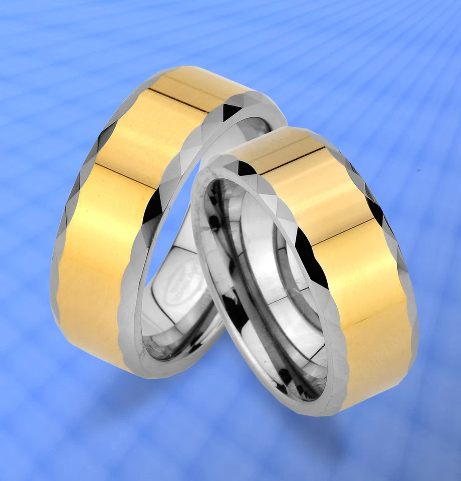 2 WOLFRAM TRAURINGE & GRAVUR GRATIS , RINGE mit IP GOLD Platierung --  JW27 - Bild 1 von 1
