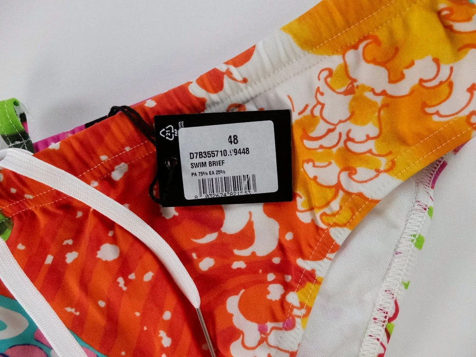 DSQUARED2 Blanco Abstracto Estampado Floral Calzoncillos de Natación Talla Mediana Gay LGBT Auténticos Foto 2 de 4