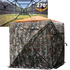 Hunting Blind for 2-3 Person, 270 Degree See-Through Ground Blind with Silent...