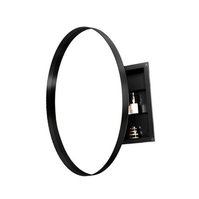 31.5 Inch Surface Mount Round Metal Framed Medicine Cabinet with Mirror and