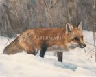 Fox in the Snow Winter Landscape Watercolor Wildlife Painting 8