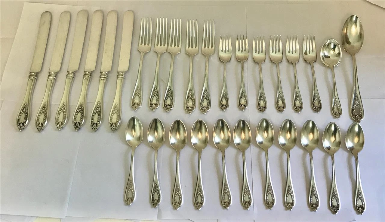 Oneida Old Colony Silverplate Fatware Set For 6 No Mono 30 Pieces
