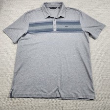TravisMathew Polo Shirt Mens Extra Large Gray Stripe Golf Pima Cotton Blend