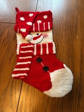 christmas stocking 3D snowman red white hooked