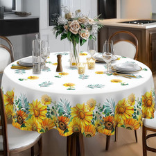 Round Tablecloth 70 Inch Waterproof Wrinkle-Free Polyester Indoor Outdoor