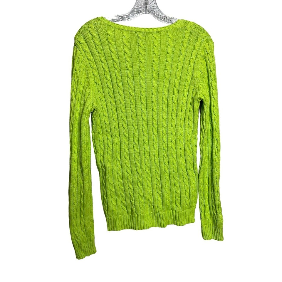 Ralph Lauren Women's Button Cuff Long Sleeve Sweater Green Size Small