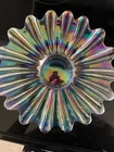 Vintage Federal Glass 11.5" Celestial Starburst Iridescent Bowl Plate Tray Decor