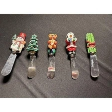 Butter Spreader Knives Knife Set 5 Christmas Theme Santa Tree