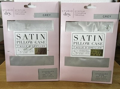 Studio Dry Satin Pillow Cases  (2) Standard Size Grey NEW in Package 