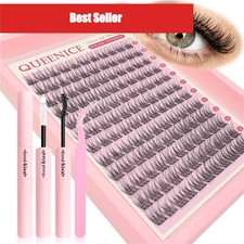 QUEENICE Wispy Fish-Tail Lash Clusters DIY Eyelash Extension Kit C-Curl