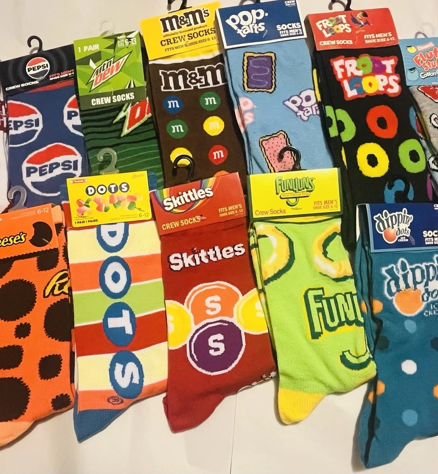 Crazy Crew/лодыжки носки ~ DrPepper|Pepsi|MtDew|M&Ms|Rees|и больше ~ 20 пар всего - Изображение 3 из 4