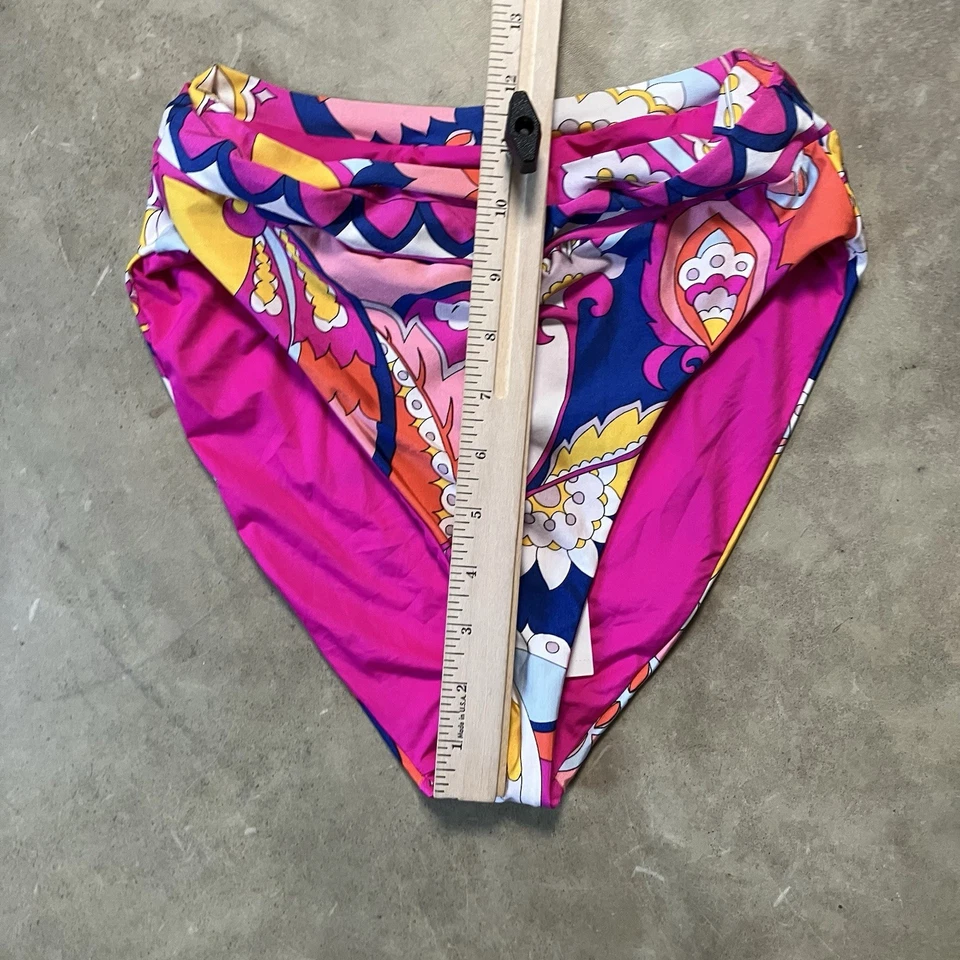 Traje de baño Trina Turk parte inferior para mujer talla 4 multicolor Sevilla bandas cintura alta Foto 3 de 4