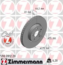 Image of 2x Brake disc internally vented 590.2812.20 ZIMMERMANN for TOYOTA SUBARU