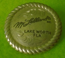 New McLelland's Saddlery Engraved 2" Silver HORN CAP ~Rope Edge~Wood Screw Back
