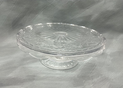Pioneer Woman Cassie Cake Stand Embossed Glass Plate Clear