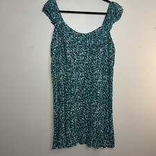 OLD NAVY WOMEN’S DRESS, XL GREE N FLORAL PRINT SMOCKING IN BACK & RUFFLE ON HEM