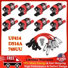 8* UF414 Ignition Coil & Spark Plug Wire set For Chevy Silverado 1500 GMC Tahoe