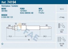 FAE Glühkerze 74194 für DAW FIESTA DFW TOURNEO CONNECT FORD TRANSIT FOCUS DBW 1