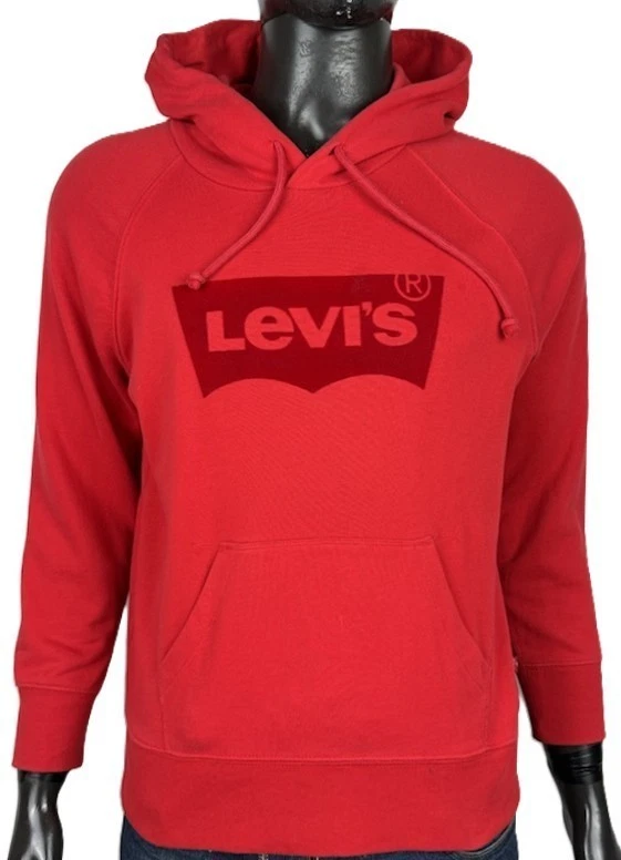 Sweat à capuche homme Levi’s rouge à capuche logo coton Batwing sweat à... - Photo 1/4