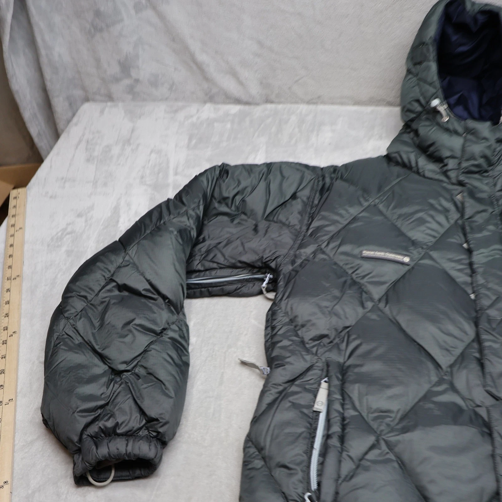 Planet Earth Down Jacket Mens Medium Blue Insulated Quilted Pit Zip Puffer VTG - product detail image 2