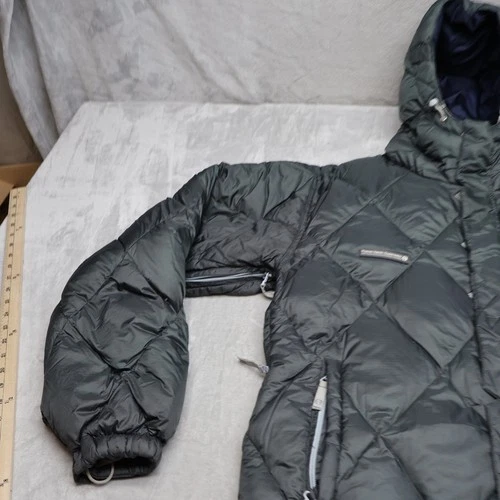 Planet Earth Down Jacket Mens Medium Blue Insulated Quilted Pit Zip Puffer VTG image 2