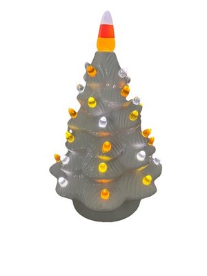 Mr Christmas Halloween Candy Corn Tree 12  Tall  AC Adaptor Included LED Lights