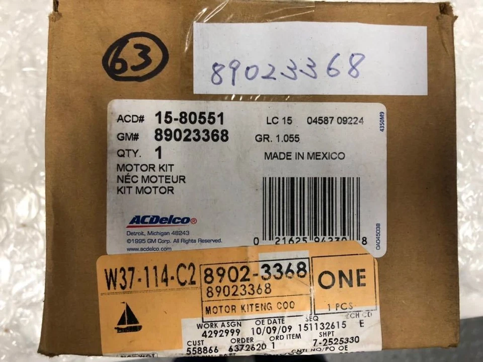 ACDelco GM Cadillac Escalade Engine Cooling Fan Motor 89023368 8902-3368 OEM - Image 2 of 4