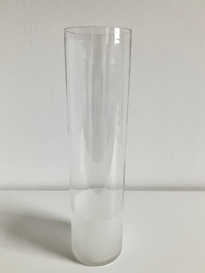 Große vintage Vase Zylinder Glas matt und transparent 1990er Jahre - Bild 3 von 4