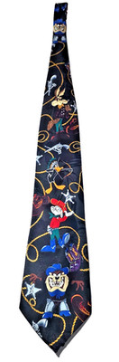 Vintage Warner Bros Looney Tunes Mania Characters Western Cowboy Sheriff Necktie