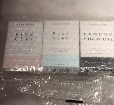 Herbivore Cleansing Pink Clay- Blue Clay & Charcoal Cleansing Bar Soap