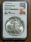 1987 SILVER EAGLE 🦅 $1 GEM 💎 UNCIRCULATED NGC *HAND SIGNED JOHN MERCANTI