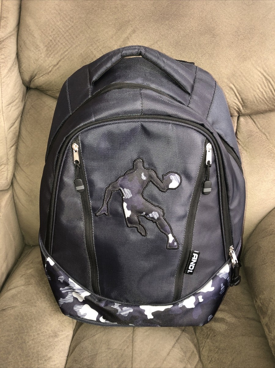 18” And1 Black & Gray Backpack/Book Bag Red Zip Pockets Laptop | eBay
