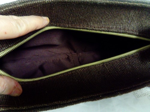 VINTAGE UNUSUAL CORD, BROWN CHECK BAGUETTE SHOULDER BAG PLAITED LEATHER STRAP - Picture 6 of 7