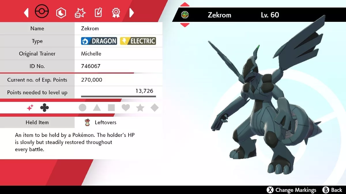 Pokemon Sword/Shield 6IV ULTRA SHINY ZEKROM w/ Leftovers (Jolly Nature)