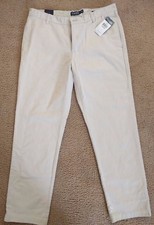 Chaps Men's Dress Pants Custom Fit Size 34 X 30 100% Cotton Beige New With Tags
