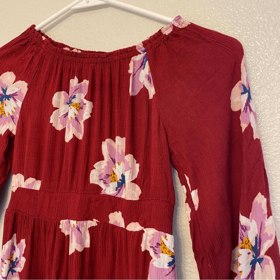 Antiguo Vestido Boho Azul Marino Niñas Estampado Floral Manga Larga Ligero 100% Rayón S 6/7 Foto 4 de 4