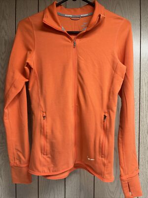 Nike Dri Fit Running XS Jacket Zip Up Front Thumb Holes Coral Peach EUC!