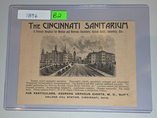 Antique 1896 Cincinnati Sanitarium Hospital Insane Asylum Ohio OH Picture B2 - Picture 3 of 5