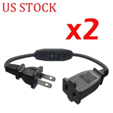 2 Pcs Polarized Extension Cord On Off Switch 2 Prong Extension Cord with Switch